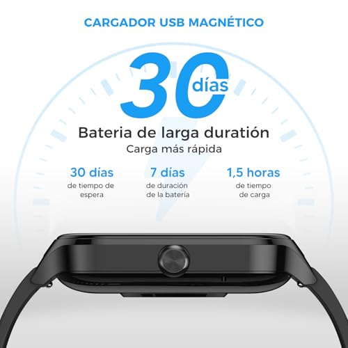 HUSEYTA Reloj Inteligente Hombre Mujer con Llamadas Bluetooth, Smartwatch 1.83" IPX8, Pulsera Actividad con Pulsómetro, Sueño, Compatible iPhone Android Negro(2 Correas: Silicona + Tejida)