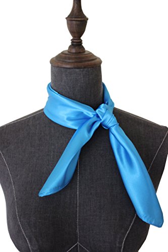 Silk square scarf pure color head scarf blend neckerchief (blue)