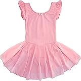 Dancina Girls' Ballet Leotard Skirted Dance Dress Flutter Sleeve Cotton Lining