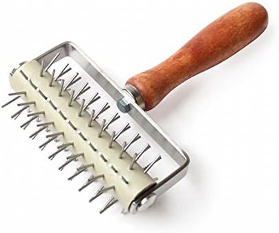 Pizza Dough Docker Roller Cutter - RoseAmor - Stainless Steel Pizza Pie Pastry Pitter Baking Needle Wheel Pizza Roller Pins with Spikes