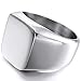 INBLUE Men's Stainless Steel Ring Silver Tone Polished Signet