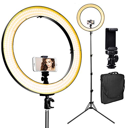 [Upgraded] 18inch LED Ring Light w/ 78" Stand, 720 LED 3200-5600K Warm/White, Digital Display Dimmable Video Light, Camera Phone Holder & Carrying Case, USB Power Output for Studio Makeup Live Vlogger - Thumbnail 7
