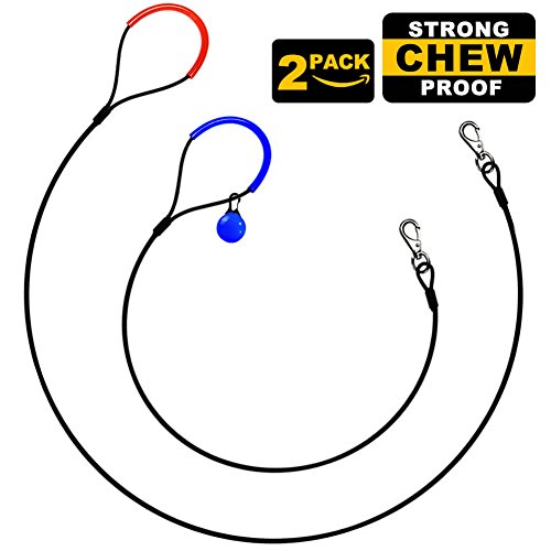 WATFOON - Metal Dog Leash【2 Pack】Chew Proof Steel Cable Dog Leads for Large Dogs (Short Leash:2.6FT / Long Leash:6.0FT)