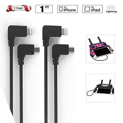 A-BST 2 Packs OTG Cable iOS to Micro USB Cable,Compatible with DJI Mavic Pro/Mavic Pro Platinum/Mavic Air/Spark, Right Degree Nylon Braided Data Cable (Black) [1FT]