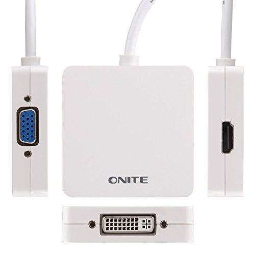 Onite Mini DisplayPort / Thunderbolt DP to VGA / HDMI / DVI Cable Adapter, White