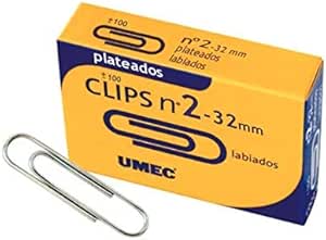 Umec 129313 - Pack de 100 clips labiados, niquelados, 32 mm ...