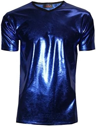 Insanity Mens Metallic Wet Look Shiny PVC T-Shirt