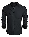 Coofandy Men's Fashion Slim Fit Dress Shirt Long Sleeve Casual Shirts,Medium,Dark Gray