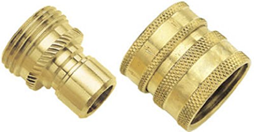 09QCGT 2-Piece Green Thumb Brass Quick Connector Set for Hose