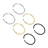 Joybeauti 8mm Stainless Steel Non-Piercing Fake Clip on Closure Earrings Round Cartilage Tragus Nose Lip Ear Hoop Pack of 3 Pairs
