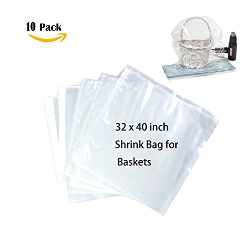 Click Here to See More Images LazyMe 32x40 inch, Basket Cellophane Shrink Bags, Â Shrink Wrap Bags Large, Clear