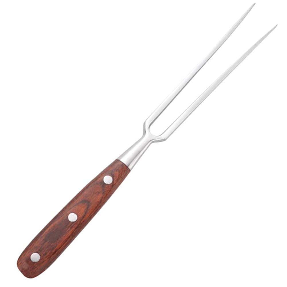 LATRAT Stainless Steel Meat Fork, 1 Piece, with Wooden Handle, Ideal for Restaurants, Kitchens, Catering, Buffet and Home