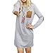 Cylyfmia Women's O Neck Long Sleeve Elbow Patch T-Shirt Dress