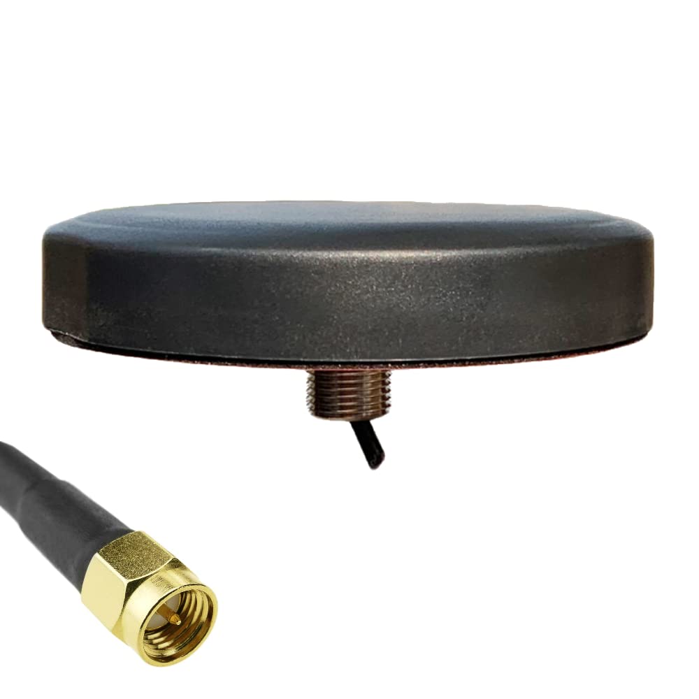 UniteCom 4G 5G Single Input Puck Antenna Omni Directional LTE Heavy Duty 3 Meter Cable SMA Cellular Broadband Router Mobile Internet Indoor Outdoor Aerial 02 EE Vodafone Three