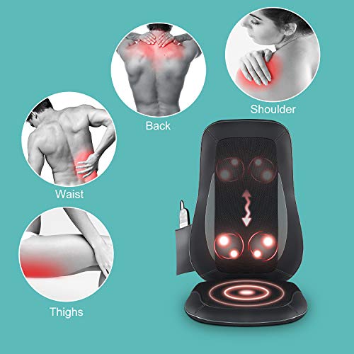 Tespo Back Massager with Heat, Chair Massage Cushion Pad, Shiatsu Kneading Massager for Full Back Pain Relief, Home Office Car Vehicle Use - Thumbnail 3