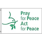 AZ FLAG - Pray For Peace Dove Flag - 3x5 Ft - 100D Polyester Pray For Peace Banner with Two Metal Grommets - Fade Resistant - Vivid Colors - 3' x 5' Feet - 150x90 Cm