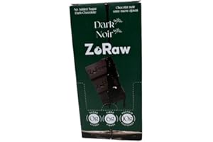 ZoRaw High Protein Dark Chocolate Bar – Almond Protein, No Sugar Added, Fair Trade, Keto Friendly, Gluten-Free, 12 Bars (52g 