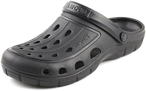 Kurop Mens Garden Shoes Summer Beach Sports EVA Clogs Sandal Slippers (7.5 US Men/8 US Women, Black)
