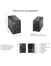 Asustor AS6302T NAS + exFAT Licencia  , 2 Bay NAS, 2.0GHz Dual-Core, 2GB RAM