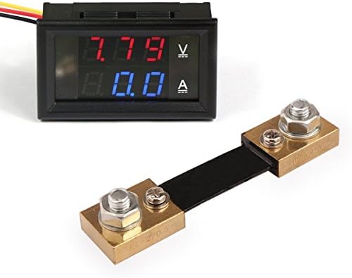 0.28'' Digital LED Voltmeter Ammeter Multimeter DC 4.5-30V 100A Voltage Current Meter]with RedBlue Dual Color Digital Display &amp; Current Shunt Car Auto Motorcycle Battery Monitoring