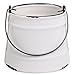 MyGift 4 Inch French Country White Bucket Planter - Rustic Ceramic Farmhouse Maison Pail Design Succulent Flower Planter Pot/Decorative Accessory Jar with Drainage Hole & Plug