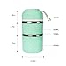 Stainless Steel Interior Bento Lunch Box 2-Tier Insulated Leak-Proof Tiffin Food Container Storage Carrier With Insulated Bag And Cutlery … (Green)