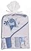 Little Beginnings Dino Print Hooded Towel and Washcloths Gift Set, Blue
