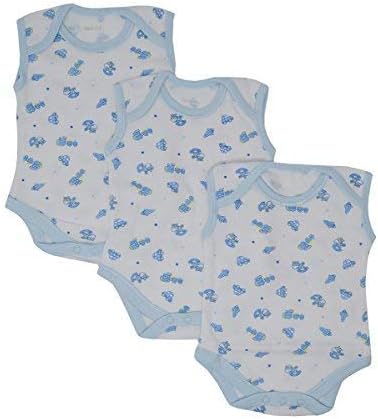Baby Unisex Girls Boys 3 Pack Short Sleeved Sleeveless Cotton Baby Vests Bodysuits Newborn to 24 Months