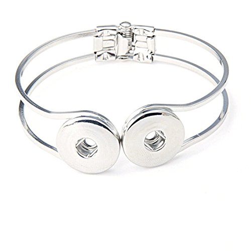 Ginooars Round Snap Clasp Bracelet Fit DIY 18mm Snap Button Charms Pack of 2