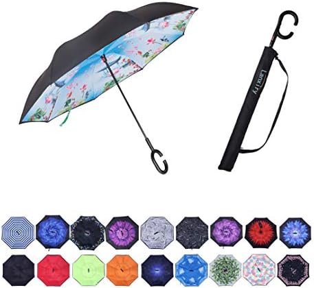 Umbrella,Large Double Layer Inverted Big C-Shaped Handle Reverse Long Umbrellas