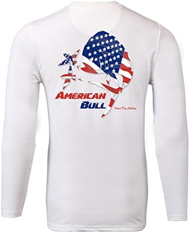 Island Dog Clothing Co Mens American Bull Patriotic Mahi Mahi Big &amp; Tall Long Sleeve Shirt (2XLT)