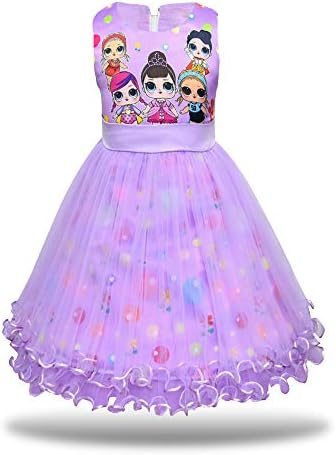 MagJazzy Girls Tutu Princess Dress Doll Digital Print Sleeveless Pageant Gown Dress for Doll Surprised