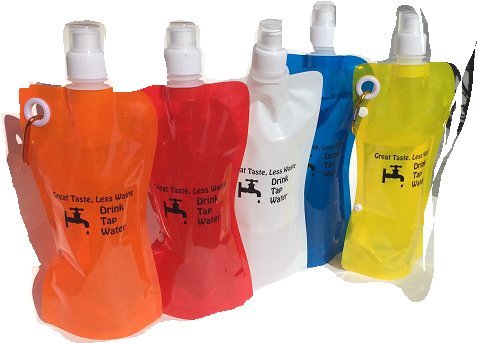 Foldable, Re-usable eco-friendly Tap Water Bottles ( Blue)
