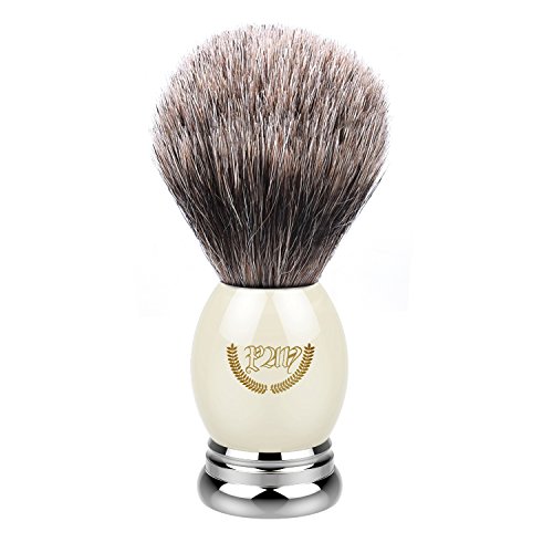 Shaving Brush, Badger Brush Shaving, Best Badger Shaving Brush, Luxury Chrome Handle, Heavy Weight, Natural Soft Badger (Metal Ivory). Professional Shaving Brush for Men, Shaving Brush 100% Natural