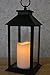 BANBERRY DESIGNS Black Decorative LED Lantern - LED Flickering Flameless Pillar Candle with 5 Hour Timer Included - Indoor/Outdoor Lantern - Set of 2-13