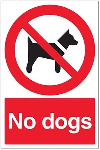 V Safety 54009AU-R No Dogs Prohibition Sign (Red) - Portrait - 200mm x 300mm - 1mm Rigid Plastic, Black/Red