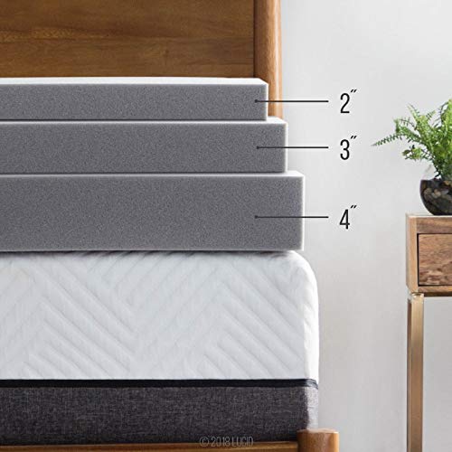 Lucid 4 Inch Mattress Topper Twin XL Memory Foam Bamboo Charcoal