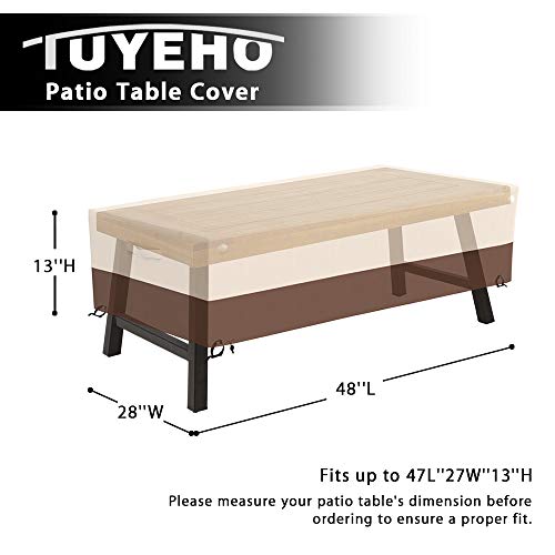 Tuyeho Patio Rectangular Coffee Table Cover 48 x 28 x 13 inch, 600D