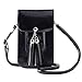 SHOE GONE Small Fringe Crossbody Bag Cell Phone Purse Wallet with Touch Screen Window Carabiner Credit Card Slots for Women Gift Black, Medium