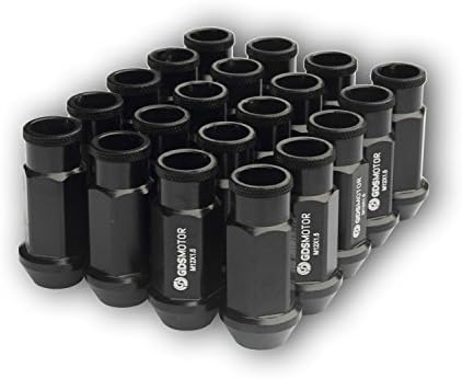 20PCS 50mm Extended Wheel Lug Nuts M12X1.5 For Honda Civic Acura Integra (Black)