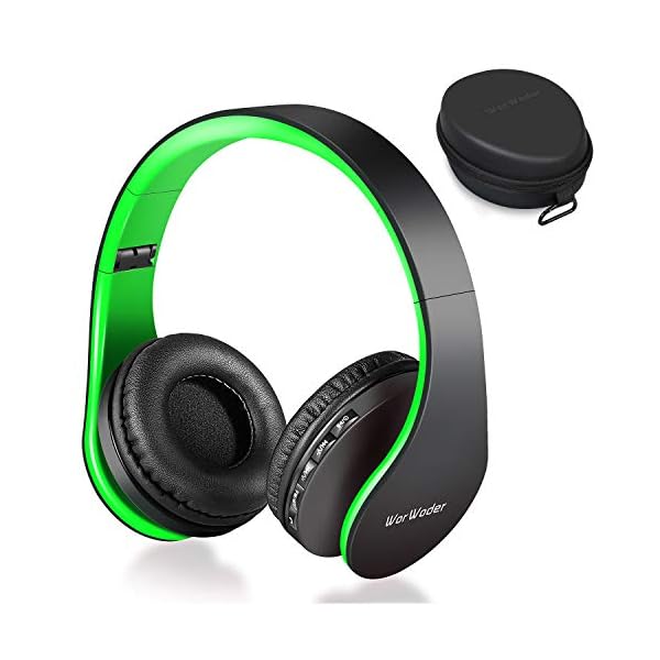 Wireless-Bluetooth-Over-Ear-Stereo-Foldable-Headphones-Wireless-and-Wired-Mode-Headsets-with-Soft-Memory-Protein-EarmuffsBuilt-in-Mic-for-Mobile-Phone-TV-PC-Laptop-Black-Green Wireless Bluetooth Over Ear Stereo Foldable Headphones, Wireless and Wired Mode Headsets with Soft Memory-Protein…