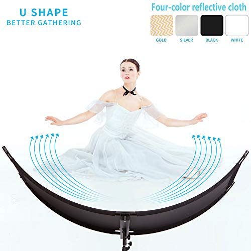 Selens 4 in 1 Reflektor 60x180cm U Form Gebogener Reflektoren Einstellbarer Beleuchtungs Diffusor mit Schwarz/Weiß/Gold/Silber Reflectors Tragetasche für Fotografie Fotostudio Porträt Catch Light – Bild 3