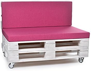 Padsfo Rall Palette Mattress Pads with Back Rest Cushion – Garden Furniture seat pad bzw. Pink Cut In Polyester Water Resistant and Durable