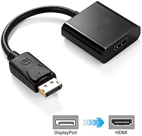 Jmday Gold Plated DP DisplayPort to HDMI Male to Female Cable Adapter - Black