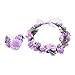 Ever Fairy Women flower crown Wreath Bracelet 2pcs/set adjustable ribbon