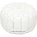 moroccan poufs Genuine Leather Pouf Ottoman Cover, footrest - Hassock Footstool with Storage for Living Room, Round pouffe poufs Poof, Poofy Ottoman - Bohemian Moroccan Decor - Unstuffed (White)