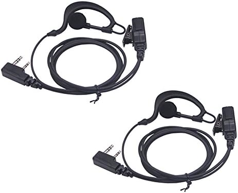Arama 2 Pack G Shape Earpiece w/ PTT Mic for Baofeng UV-5r Kenwood KPG48D KPG77D KPG82D KPG87D Retevis H-777 H888 HYT Puxing Wouxun Linton Etc 2 Way Radio