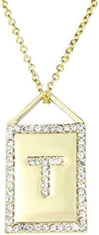 Atziloose Initial Necklace A-Z + Gift Bag "T"