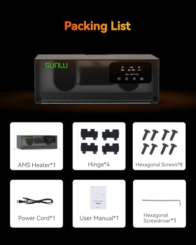 SUNLU Official AMS Heater, Simultaneous Drying and Printing, 3D Filament Dryer for AMS Gen 1, Intelligent Humidity Control, Heating to 70°C in 20 Min for 4 Coils