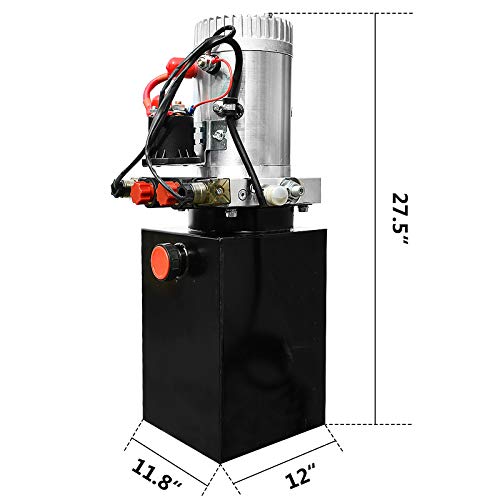 DC HOUSE Hydraulic Pump 12V Dump Trailer Pump 8 Quart Hydraulic Power Units Electric Hydraulic Pump for Dump Trailer and DIY Hydraulic Systems(8 Quart Double Acting) - Image 2